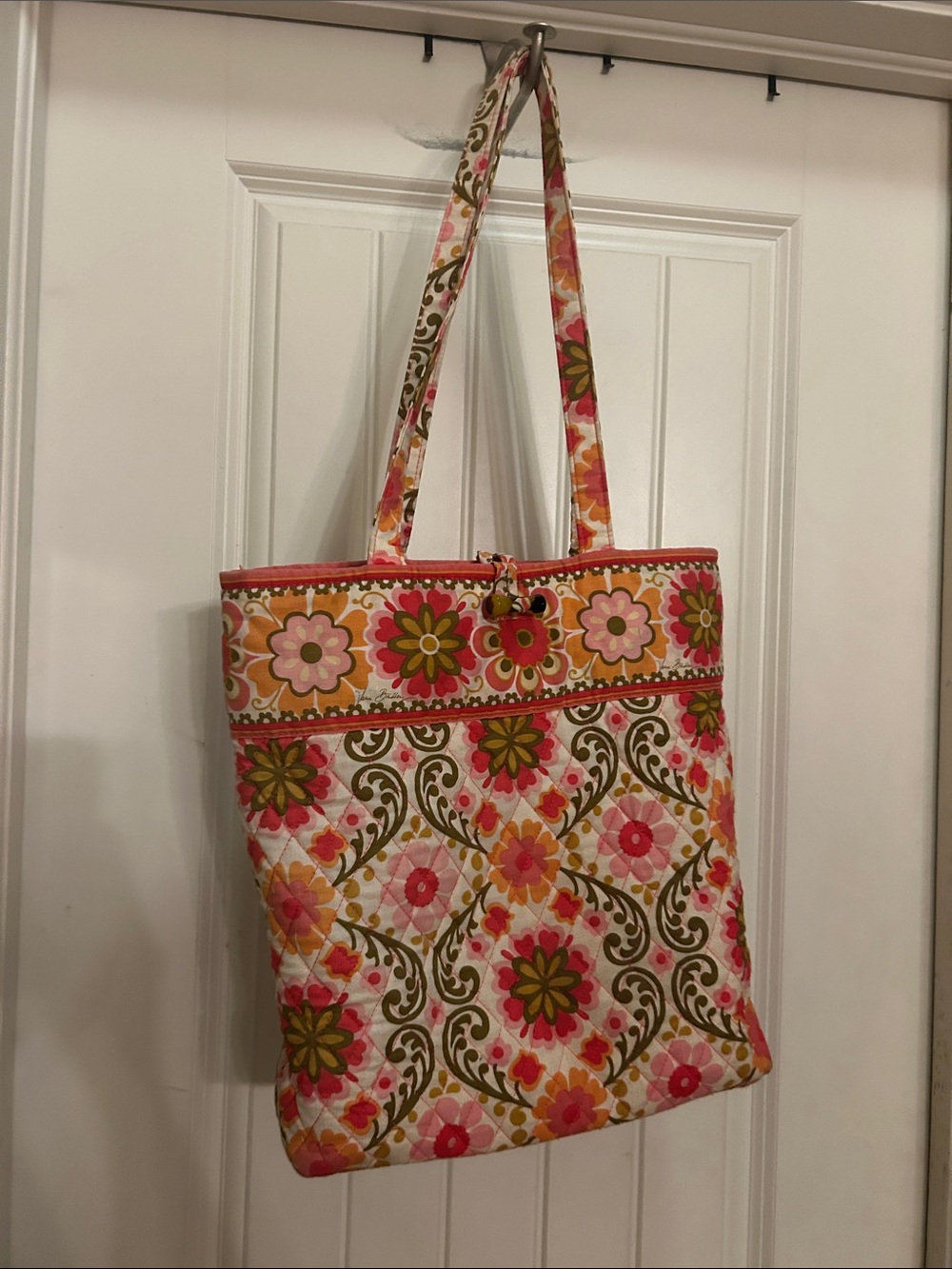 Vera Bradley Quilted Floral Tote Bag in Pink and Orange
